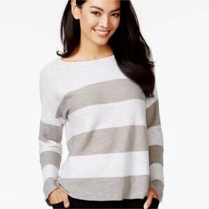 Eileen Fisher Organic Linen Striped Knit Top Plus Size XL